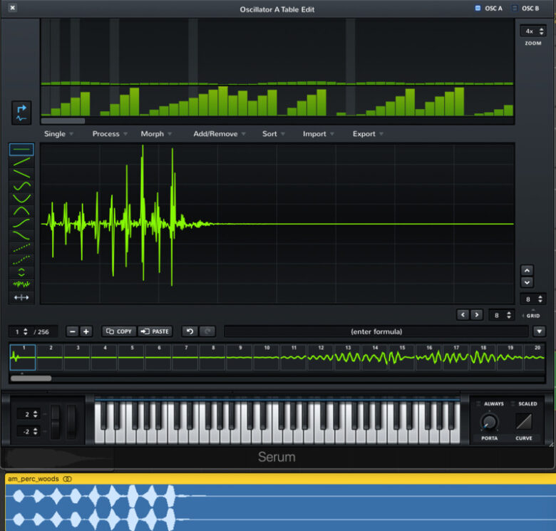 「Serum」のウェーブテーブルエディターの使い方（インポートメニュー）